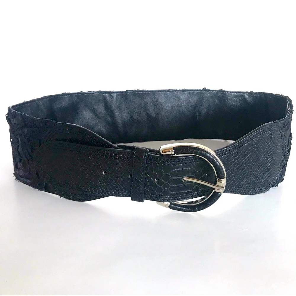 🖤Angie Leather Lace Black Wide Belt (Lg) 🖤